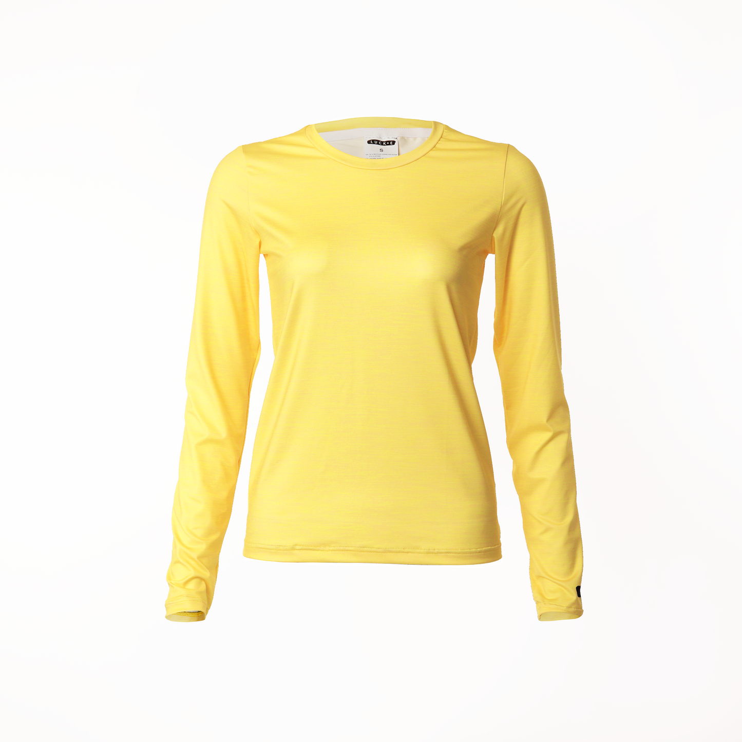 Sun Yellow ☀️ | Long Sleeve Tech Tee | Recycled Ground Coffee Polyester | Female LUCK•E