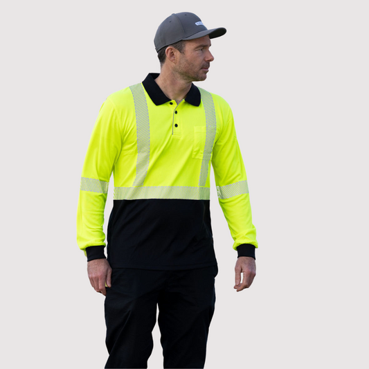 Hi Vis Recycled Day/Night Long Sleeve Polo - LUCK•E